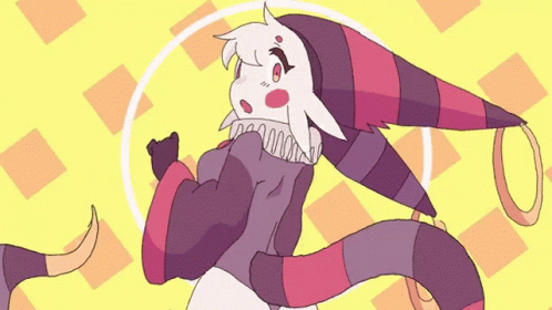 A Cartoon Drawing Of A Clown With A Striped Hat GIF