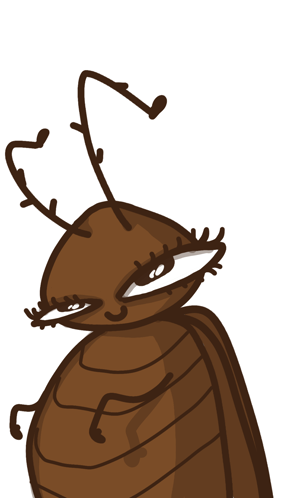 A Cartoon Drawing Of A Cockroach With Hearts On Its Antennae GIF
