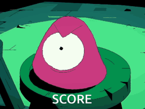 A Cartoon Drawing Of A Cone With A White Eye And The Word Score Below It GIF