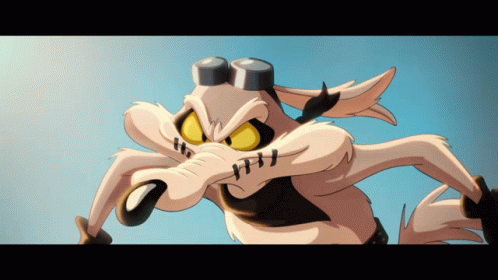 A Cartoon Drawing Of A Coyote Wearing Goggles And A Bandana GIF