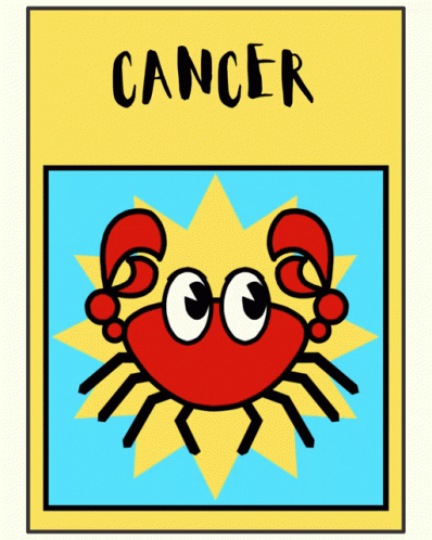 A Cartoon Drawing Of A Crab With The Word Cancer Underneath It GIF