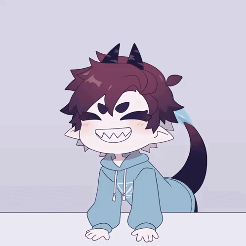 A Cartoon Drawing Of A Demon With The Word Chomp Above Him GIF