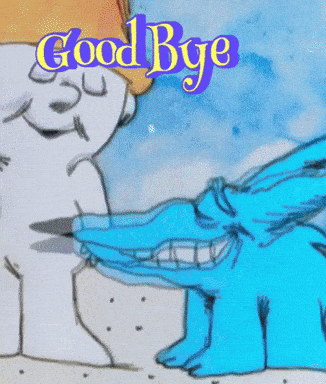 A Cartoon Drawing Of A Dog And A Rabbit With The Words Good Bye Above Them GIF