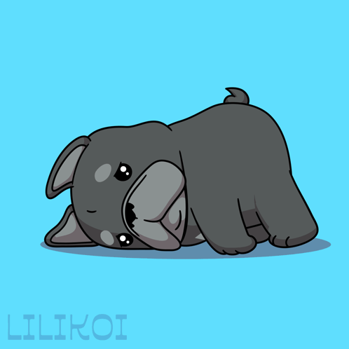 A Cartoon Drawing Of A Dog Laying On Its Back With The Name Lilikoi Below It GIF