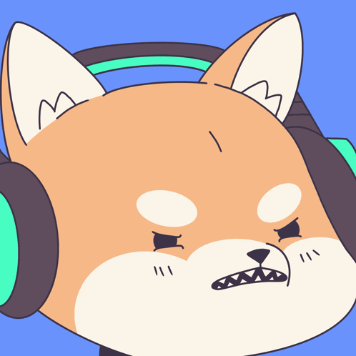 A Cartoon Drawing Of A Dog Wearing Headphones With A M On Its Ears GIF