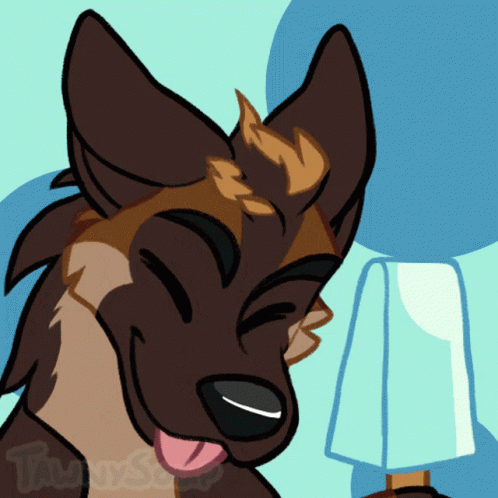 A Cartoon Drawing Of A Dog With Its Tongue Hanging Out And A Blue Background GIF