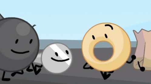 a cartoon drawing of a donut with a face on it