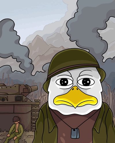 A Cartoon Drawing Of A Duck Wearing A Helmet GIF