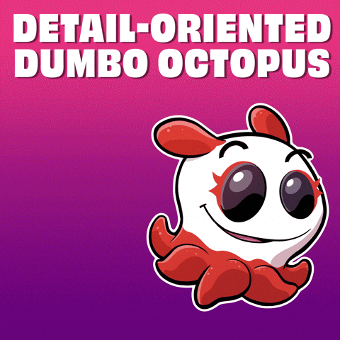 A Cartoon Drawing Of A Dumbo Octopus On A Pink And Purple Background GIF