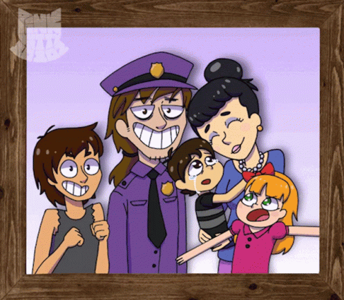 A Cartoon Drawing Of A Family With A Man In A Police Uniform GIF