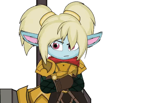 a cartoon drawing of a female elf with blonde hair and blue ears