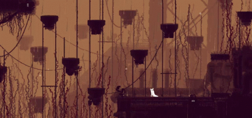 A Cartoon Drawing Of A Ferris Wheel With A White Cat In The Middle GIF