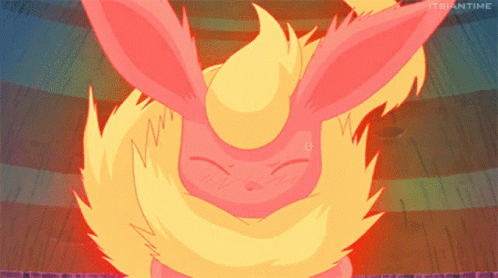 A Cartoon Drawing Of A Fire Bunny With The Words " Itsiantime " On The Bottom Right GIF