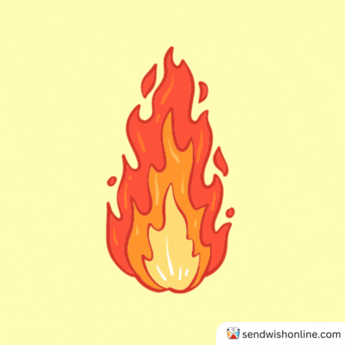 A Cartoon Drawing Of A Fire With A Blue Background GIF