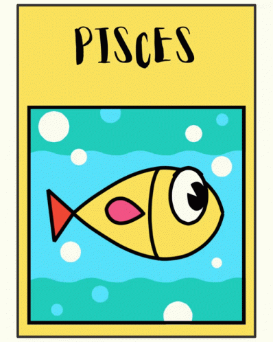 A Cartoon Drawing Of A Fish With The Word Pisces On The Bottom GIF