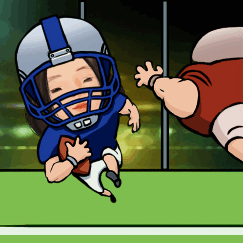 A Cartoon Drawing Of A Football Player Wearing A Helmet With The Letter D On It GIF