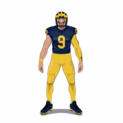 A Cartoon Drawing Of A Football Player Wearing Number 9 GIF