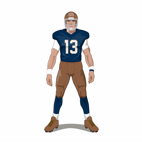 A Cartoon Drawing Of A Football Player Wearing The Number 13 GIF