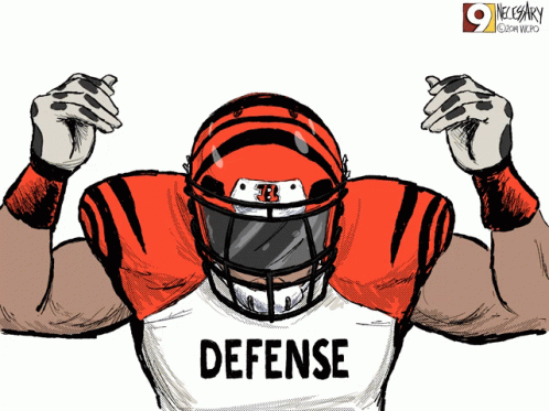 A Cartoon Drawing Of A Football Player With The Word Defense On His Jersey GIF