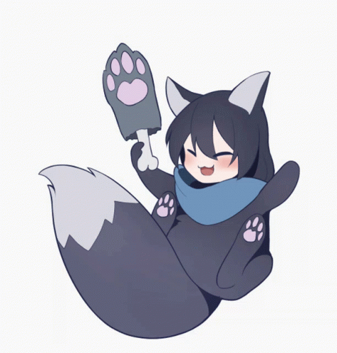A Cartoon Drawing Of A Fox With A Paw On Its Head GIF