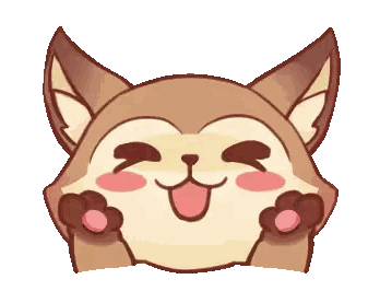 a cartoon drawing of a fox with its tongue hanging out