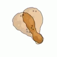 A Cartoon Drawing Of A Fried Chicken Leg On A White Surface . GIF
