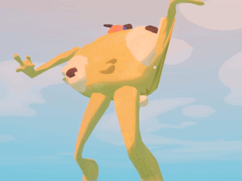 A Cartoon Drawing Of A Frog Standing In The Water GIF