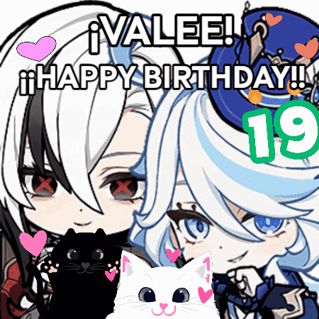 A Cartoon Drawing Of A Girl And A Cat That Says Happy Birthday 19 GIF