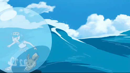 Girl And Dog In Bubble In Ocean GIF