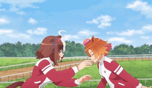 A Cartoon Drawing Of A Girl And A Horse GIF