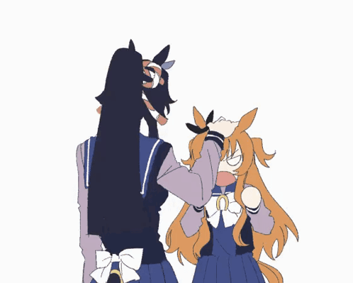 A Cartoon Drawing Of A Girl And A Horse With Long Hair GIF