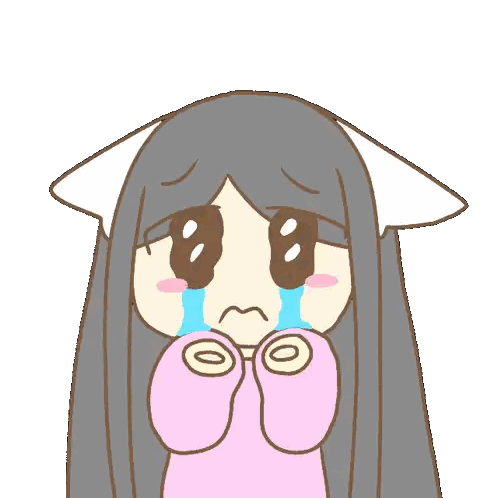 a cartoon drawing of a girl crying with tears coming out of her eyes
