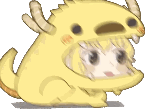 a cartoon drawing of a girl dressed as a yellow monster