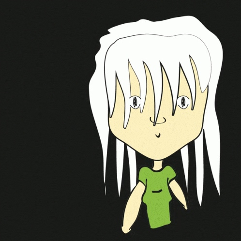 A Cartoon Drawing Of A Girl Giving A Peace Sign With The Word Anarchi Che Behind Her GIF