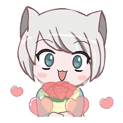 a cartoon drawing of a girl holding a bouquet of flowers
