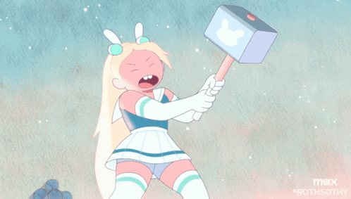 Girl Holding Hammer With Max Rothsotny Text GIF