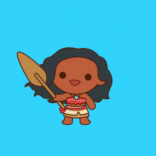 A Cartoon Drawing Of A Girl Holding A Paddle On A Blue Background GIF