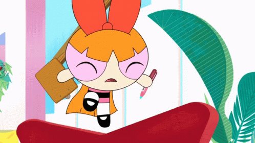 A Cartoon Drawing Of A Girl Holding A Pencil GIF