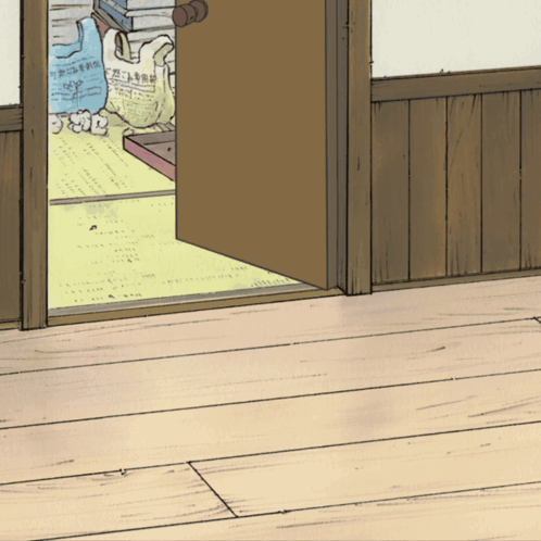 A Cartoon Drawing Of A Girl Sitting In A Doorway Holding A Magazine GIF