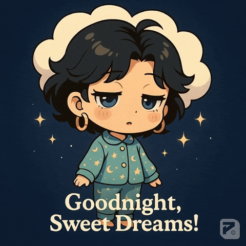 A Cartoon Drawing Of A Girl Sleeping With The Words Goodnight Sweet Dreams Below Her GIF