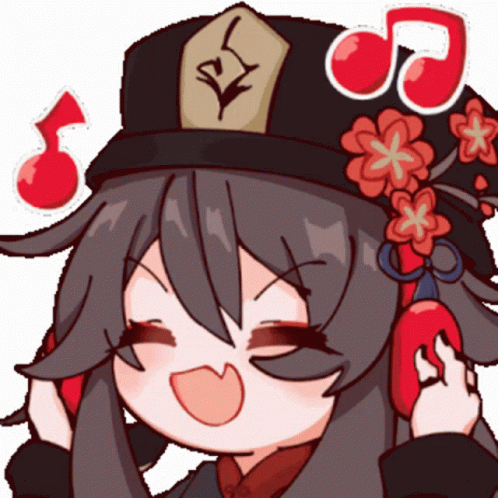 A Cartoon Drawing Of A Girl Wearing A Hat With Flowers On It And Music Notes Behind Her GIF