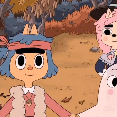 A Cartoon Drawing Of A Girl Wearing A Headband That Says M On It GIF