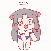 A Cartoon Drawing Of A Girl With A Cat Ear And A Swirl Around Her Head GIF