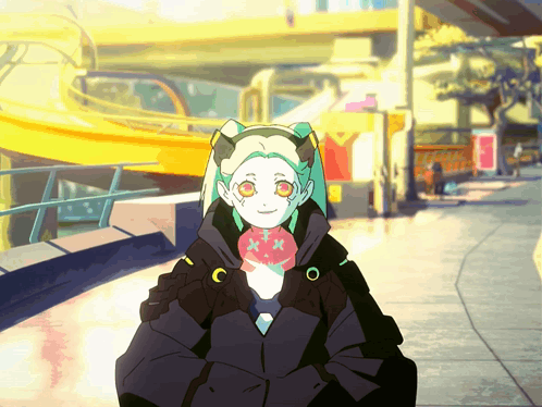 A Cartoon Drawing Of A Girl With A Donut In Her Mouth GIF