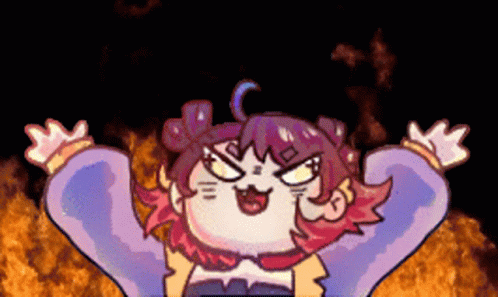 A Cartoon Drawing Of A Girl With A Purple Sweater And Red Hair GIF