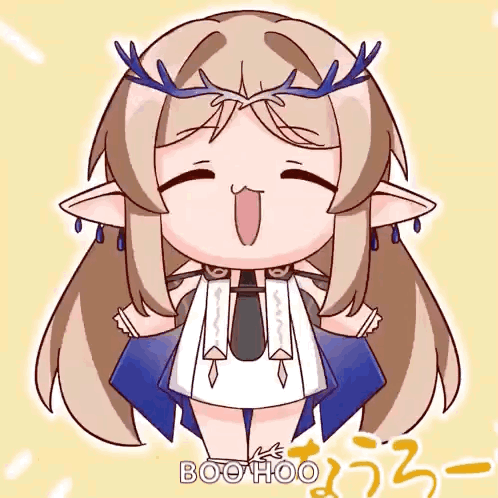 A Cartoon Drawing Of A Girl With Antlers On Her Head GIF