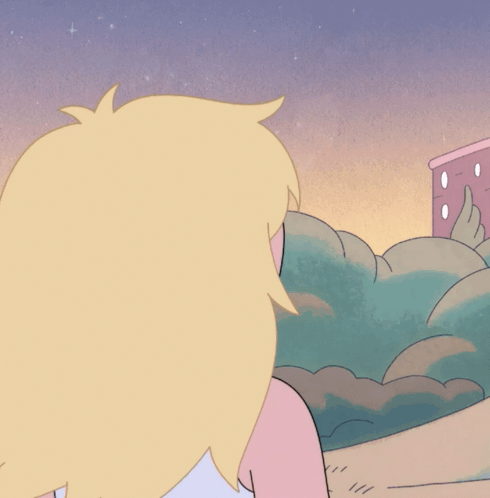 Cartoon Girl With Blonde Hair Looking At Something GIF