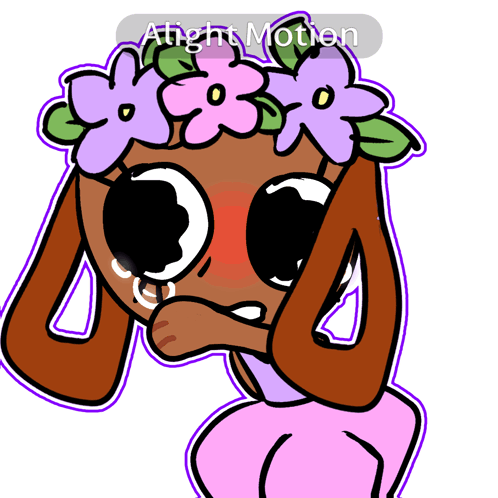 A Cartoon Drawing Of A Girl With Flowers On Her Head And The Words Alight Motion Above Her GIF