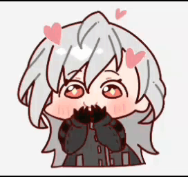 A Cartoon Drawing Of A Girl With Hearts Around Her Head Covering Her Mouth . GIF