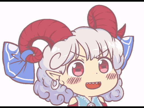 Girl With Horns And Blue Bow Drawing GIF